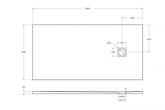 BelBagno TRAY-MR-UNO-AH-160/80-35-W-CR душевой поддон, искусственный мрамор, 160х80х3,5 см, белый