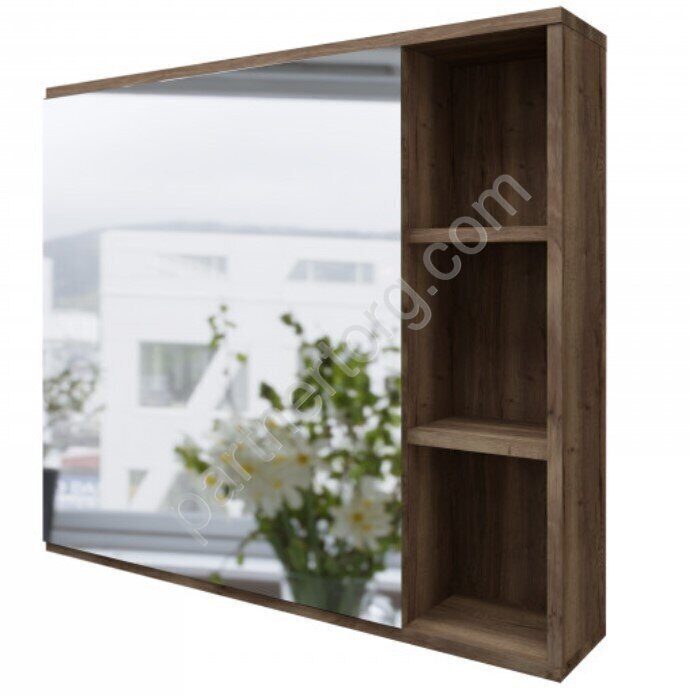 Форта-80 см Темный дуб шкаф-зеркало в ванную комнату Grossman