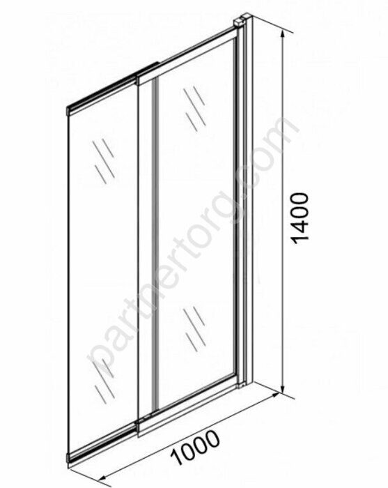 Merrit шторка для ванны раздвижная 100х140см, прозрачное стекло 5 мм, Easy Clean профиль хром