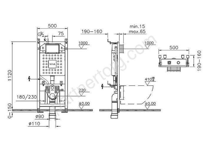 Комплект унитаза с инсталляцией Vitra S 40 с сиденьем микролифт и клавишей смыва Хром глянцевый