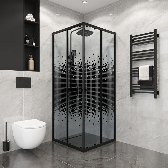 Niagara Eco NG-1010-14QBLACK душевое ограждение 100х100см,  раздвижное, черный профиль стекло Мозаика