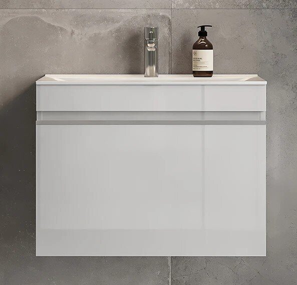 Pulsus 70 Velvex подвесная тумба белая для ванной комнаты с раковиной Pulsus 70