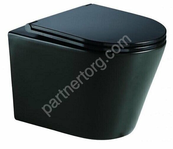 Azario Teramo черный унитаз подвесной безободковый с сидением микролифт AZ -053E-R-MB