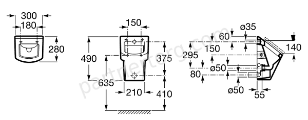 Hall Roca писсуар белый без крышки с задним подводом