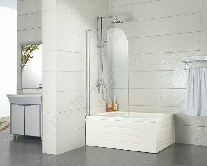 Merrit шторка для ванны 70х150см, прозрачное стекло 5мм, профиль хром