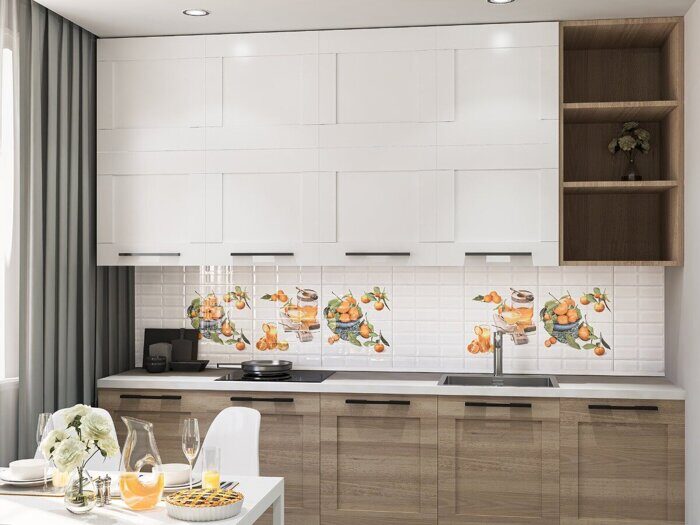 Vogue Citrus 1 панно (из 2 плиток) белое глянцевое 40х40см Azori