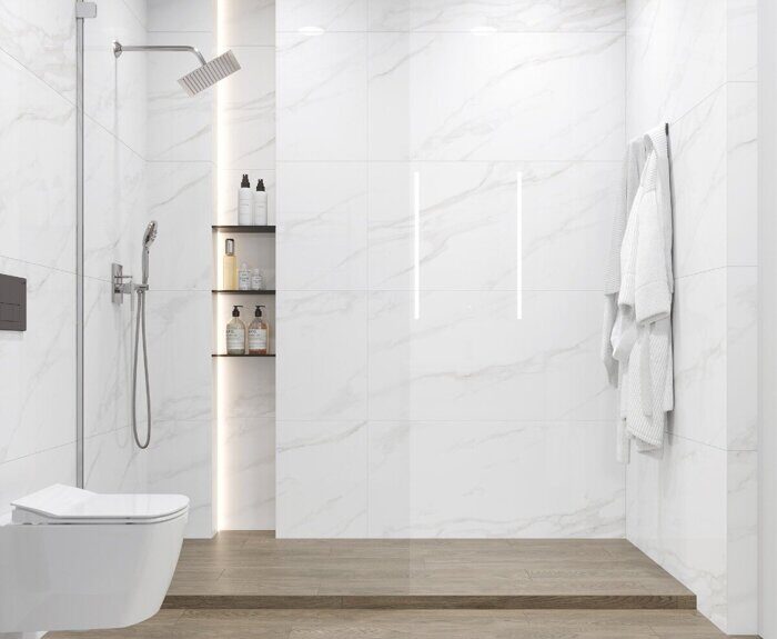 Calacatta Regal Grey белый полированный керамогранит 60х120см Ceradim