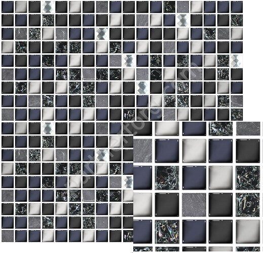 Дефиле Неро мозаика черно-белая 30х30см Azori