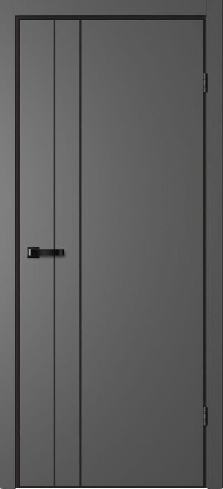 N02 ПГ Neo FlyDoors дверь межкомнатная эмалит графит с алюминиевой кромкой черной