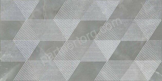 Opale Grey Geometria декор серый глянцевый 31х63см Azori