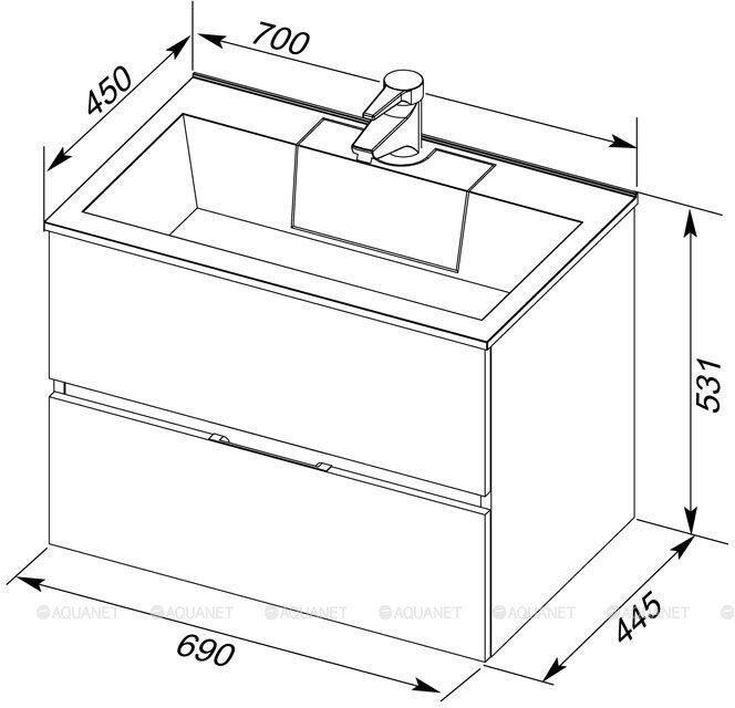 Алвита 70 тумба серый антрацит для ванной комнаты с раковиной-столешницей Фортуна 70 Aquanet