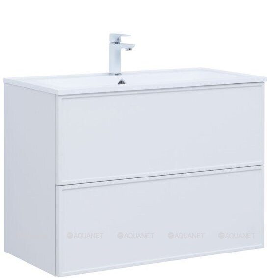 Арт 90 тумба белая матовая для ванной комнаты под столешницу Aquanet