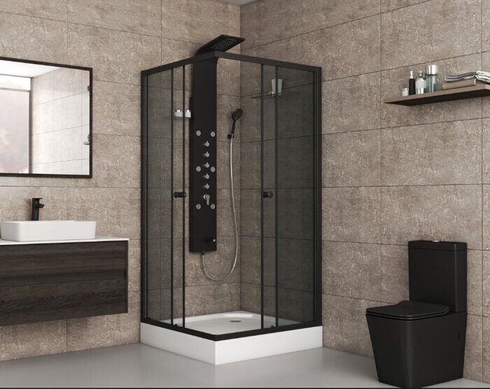 Niagara Eco NG-008-14QT 80х80х195см душевое ограждение, поддон  13см, черный, стекло тонированное