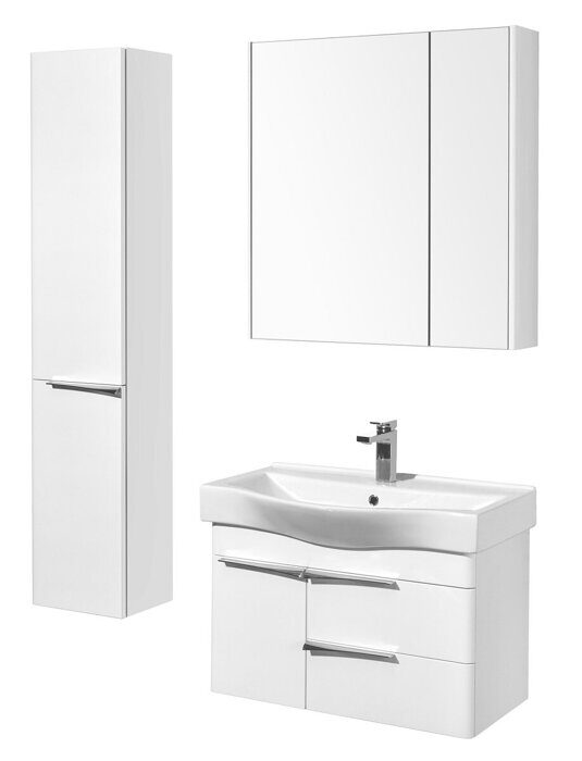 Беверли 80 см зеркальный шкаф подвесной белый для ванной комнаты Aquaton