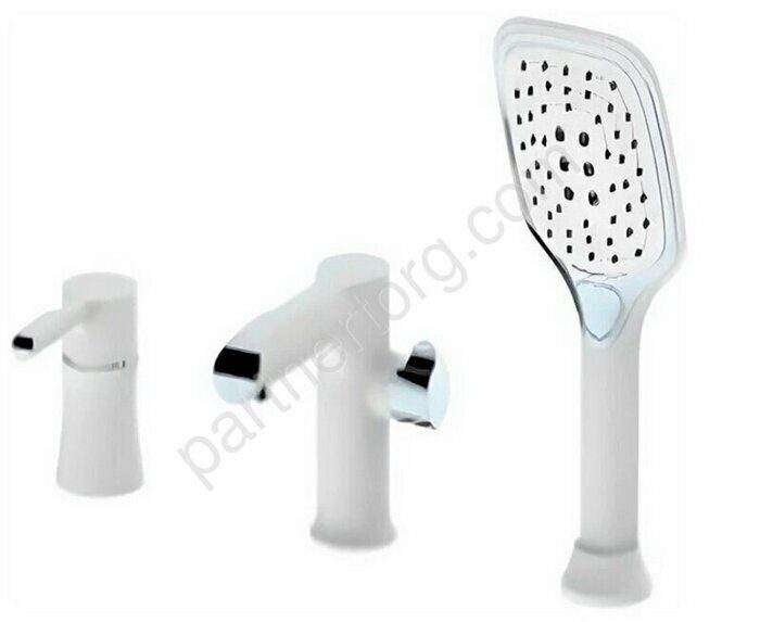 HB80805-8 смеситель врезной на борт ванны 3 отверстия белый/хром Haiba