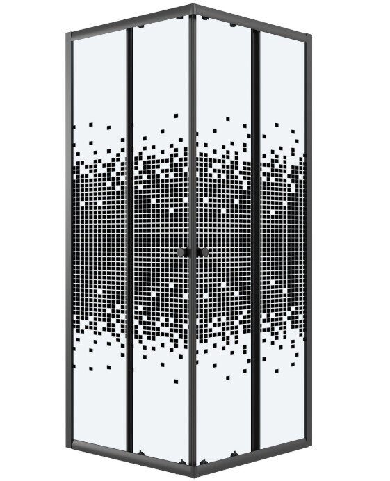 Niagara Eco NG-1009-14QBLACK 90х90х195см душевое ограждение, черный профиль, стекло Мозаика