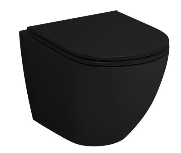 Grossman GR-4455BMSQ Black подвесной безободковый унитаз Торнадо черный матовый с сидением