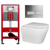 O201UQ-OKS-3 комплект подвесной унитаз Calypso CS201UQ-OKS, инсталляции CS516A и клавиша CSO38BLPC+C