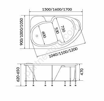Diana ванна акриловая асимметричная 170х90 см 1 Марка