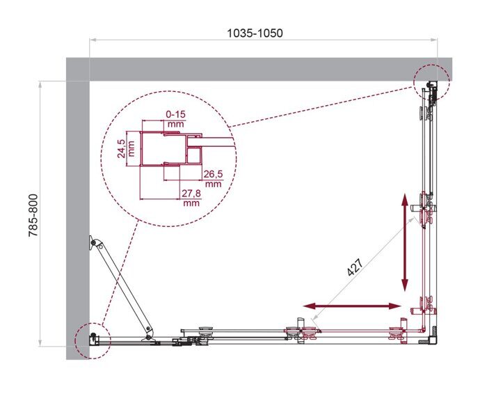 BelBagno LUCE-AH-21-105/80-C-Cr душевой уголок 105х80х195 см, дверь раздвижная, стекло прозрачное, профиль хром