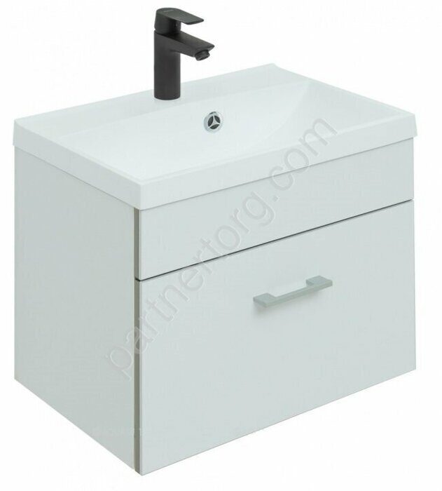 Верона New 50 белая матовая тумба для ванной комнаты 1 ящик с раковиной-столешницей Нота 50 Aquanet
