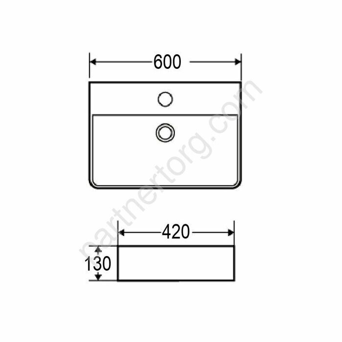 Azario белая раковина настольная с отверстием под смеситель 60х42х13см AZ-2173 SP