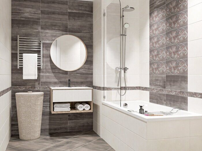 Sonnet Grey Flower бордюр серый полуматовый 6,2х50,5см Azori