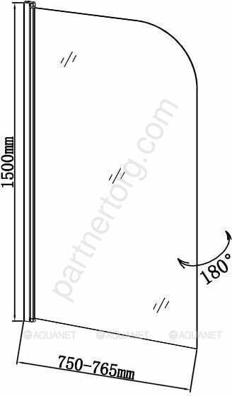 Aquanet, SG-750, 00209411, шторка для ванны 80х150 см, прозрачное стекло