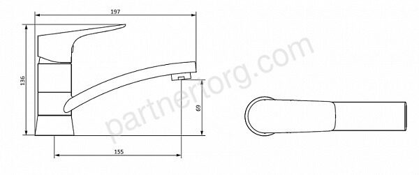 Origin Bit Damixa смеситель для умывальника с поворотным изливом