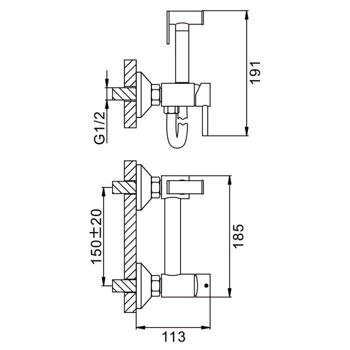S99.51.07 Splenka Смеситель с гигиеническим душем, серый