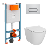 Sanibelle комплект Vitra 9878B003-7200: инсталляция с клавишей смыва хром, унитаз, сидение с микролифтом