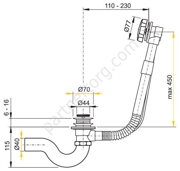 Сифон для ванны автомат Click-Clack GC-8 600 мм 1 Марка
