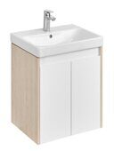 Сканди Doors 55 см тумба универсальная белая/дуб верона для ванной комнаты с раковиной Адриана 55 Aquaton
