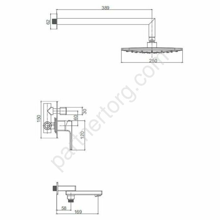 Gappo Futura G7117-6 душевая система скрытого монтажа черная