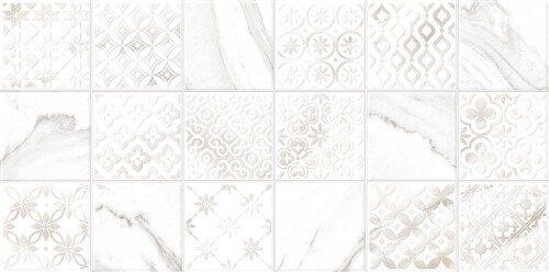 Fresco настенная плитка белая глянцевая пэчворк 25х50см Alma Ceramica TWU2550FRC17