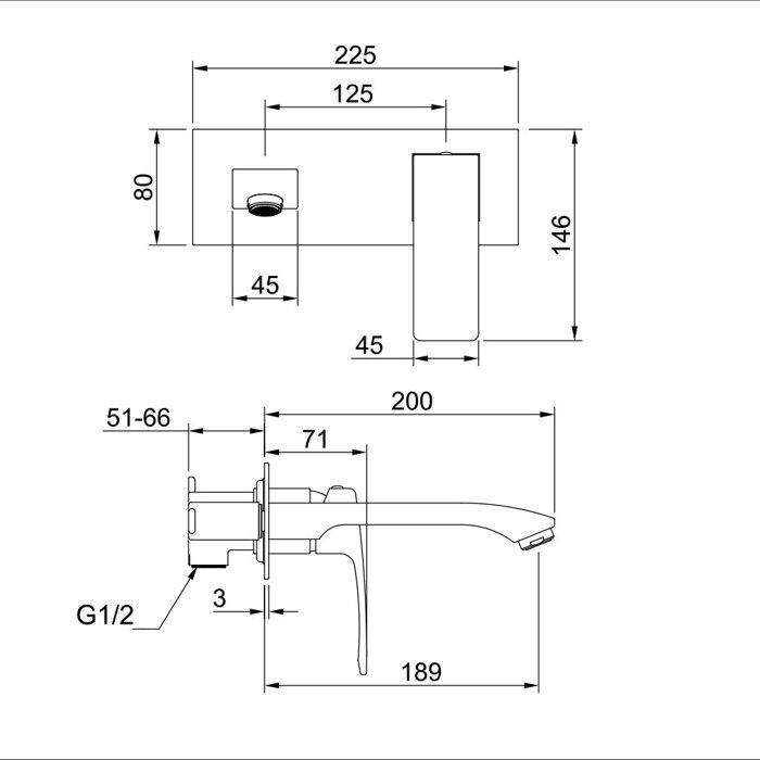 Raglo R01.11.09 смеситель для раковины встраиваемый, графит