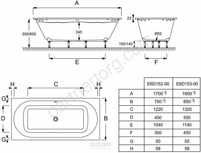 Odeon Rive Gauche Jacob Delafon ванна акриловая 180x80 см