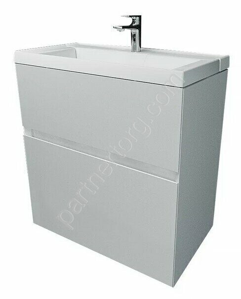 Bumble 50П 1я тумба с раковиной подвесная белая