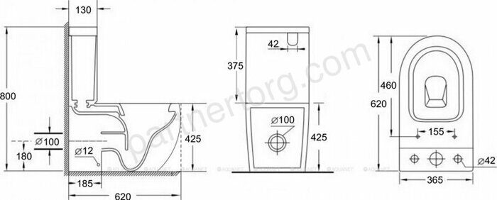 Rimless Cetus 2.0 C1 LX-2903 безободковый напольный унитаз-компакт с сидением Soft Close Aquanet