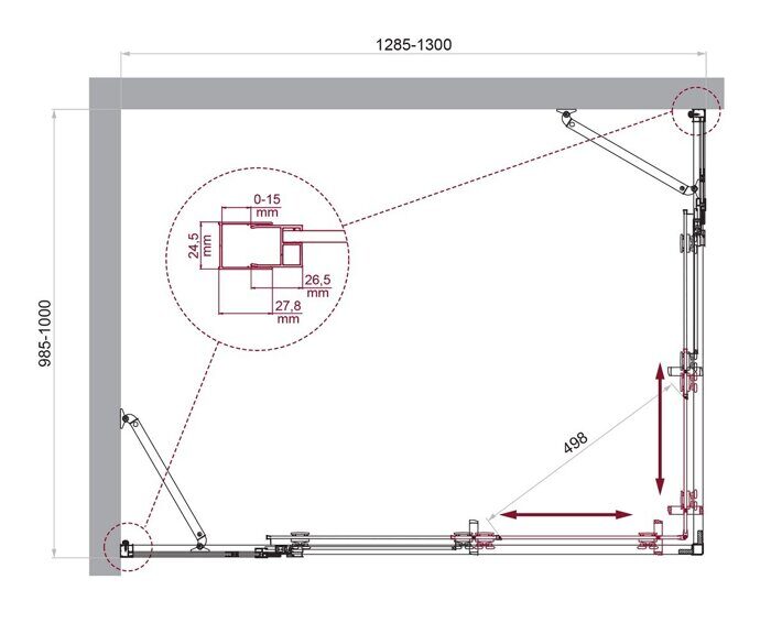 BelBagno LUCE-AH-22-130/100-C-Cr душевой уголок 130х100х195 см, дверь раздвижная, стекло прозрачное, профиль хром