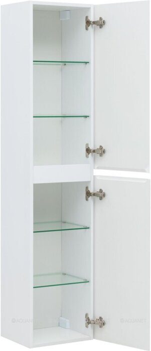 Эмбер 35 шкаф-пенал белый матовый для ванной комнаты Aquanet