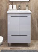 Grani 600-2-1 тумба белая для ванной комнаты с умывальником Элина 60