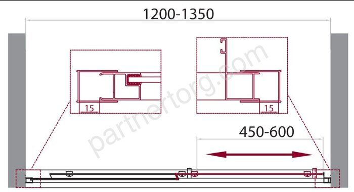 BelBagno UNIQUE-BF-1-120/135-C-Cr душевая дверь 120-135х195см откатная, стекло 5мм прозрачное, профиль хром