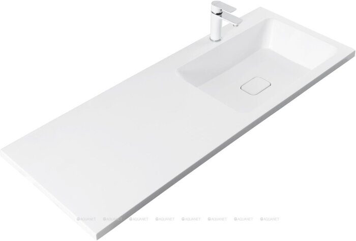 Kamilla 130 раковина-столешница правая из литьевого мрамора для монтажа над стиральной машиной Aquanet