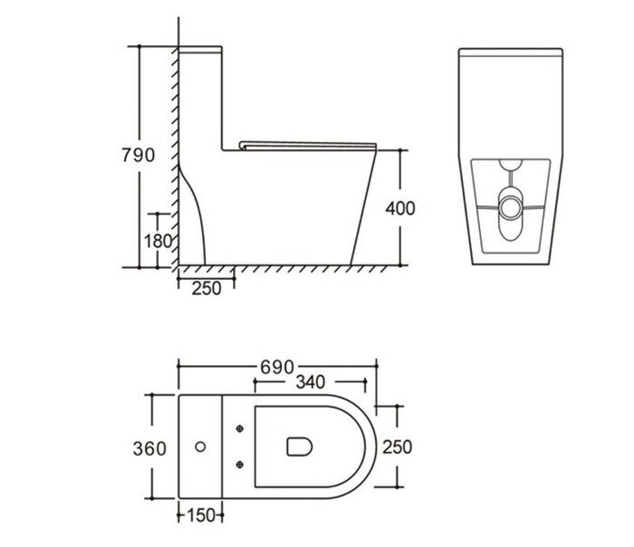 Calypso CS4638UQ-OK унитаз моноблок безободковый Торнадо с крышкой-сидением, микролифт