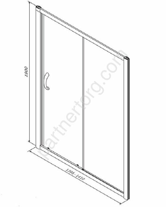 W53S-1401190MT BLISS L Twin Душ.дверь 140x190, с одной дверью, профиль матовый хром, стекло прозрачн