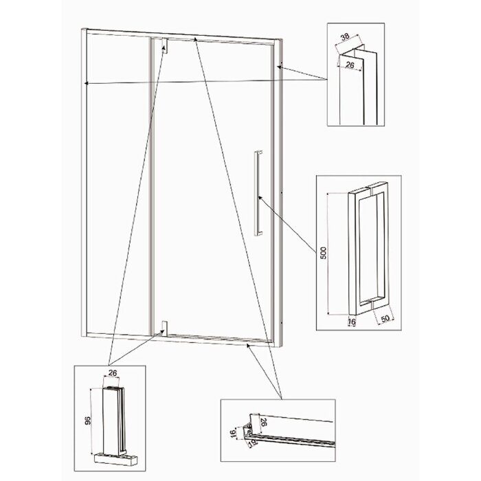 Veconi VN34B-100-01-C7 душевая дверь распашная 100х195 см, профиль черный