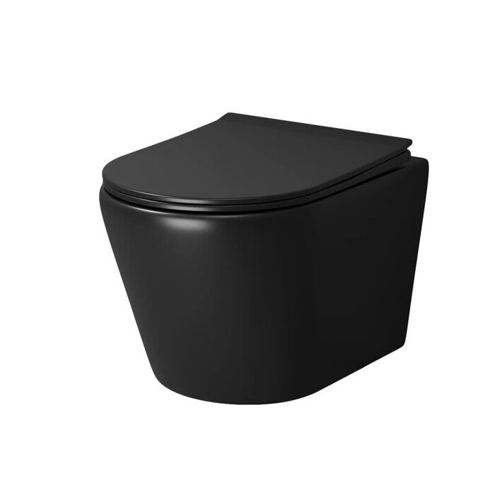 Grossman GR-4478BMS подвесной безободковый унитаз черный матовый с сидением