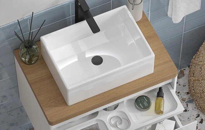 Klaufs 70 Velvex столешница без отверстий Invisible Line, шатанэ, для ванной комнаты