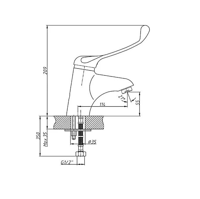 HB1054 Haiba Смеситель локтевой монолитный, хром